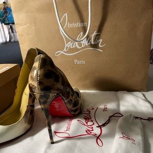 Christian Louboutin Heels, half leopard print, half white